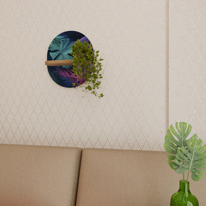 PSYKODELISK MONSTERA Oval konsthylla i ekeffekt