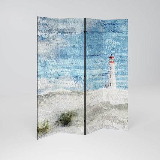 LIGHTHOUSE IN TRANQUILITY Decorative 4-Panel Room Divider