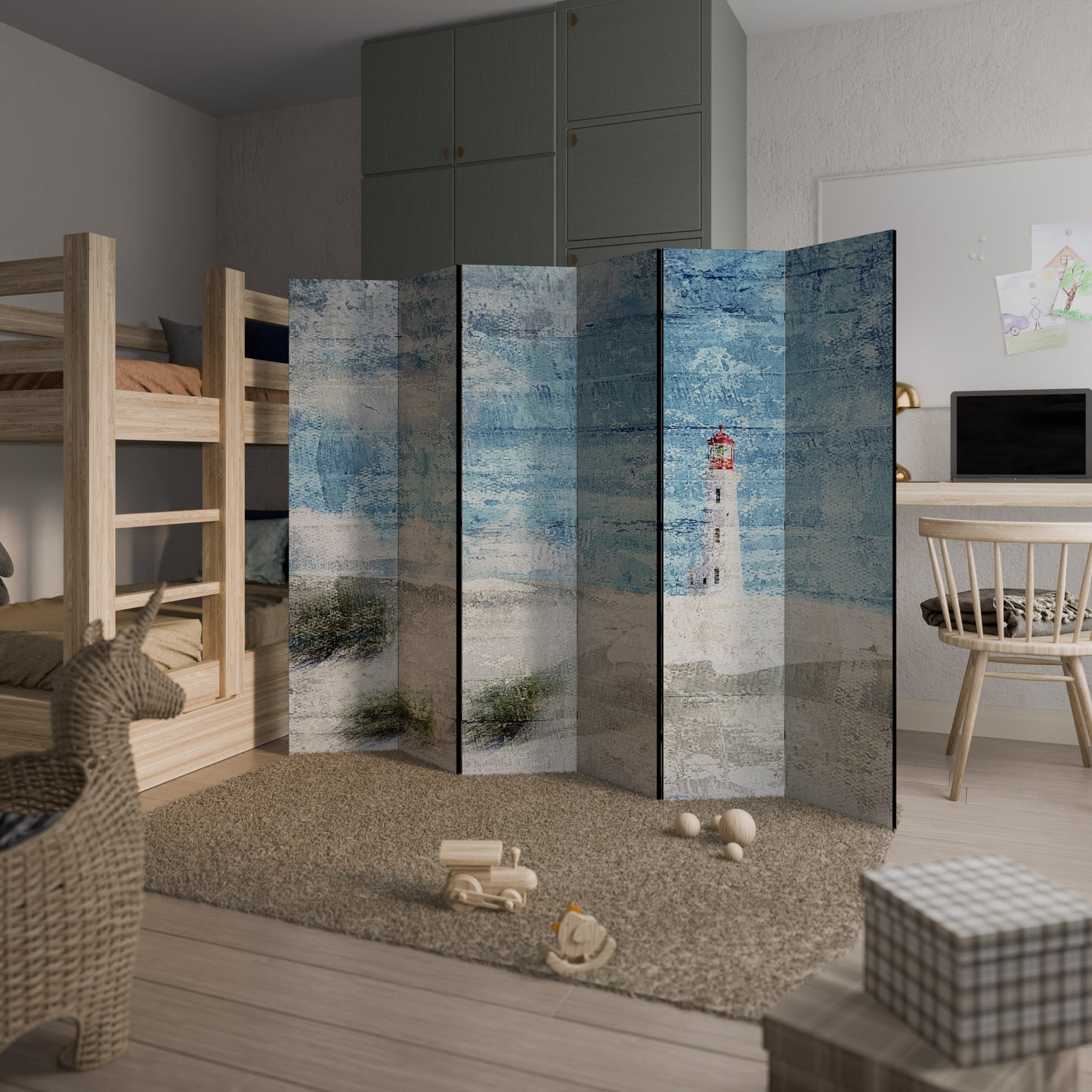 LIGHTHOUSE IN TRANQUILITY Decorative 6-Panel Room Divider