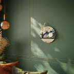 JAPANESE LANDSCAPE Round Art Shelf In Black Finish