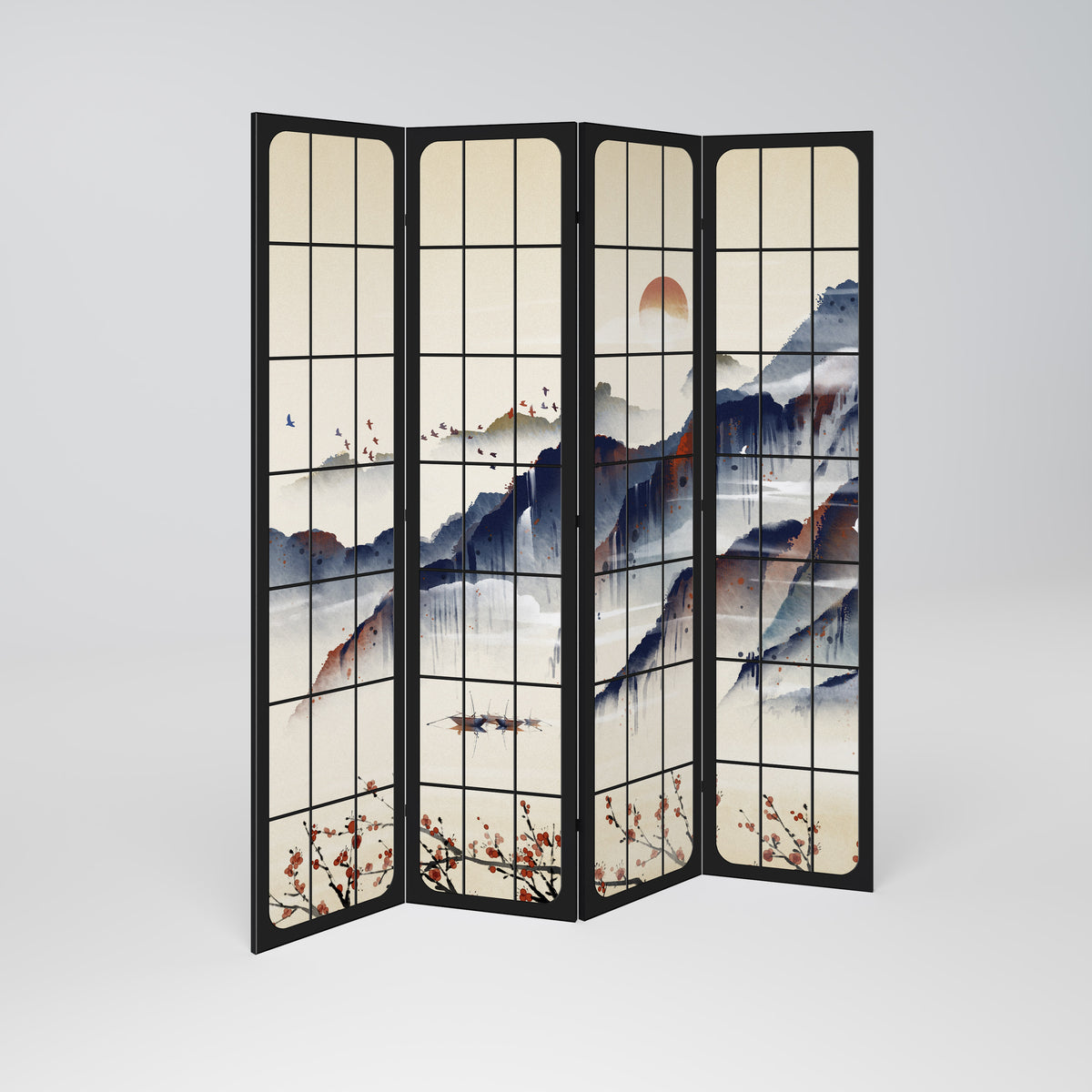 JAPANESE LANDSCAPE Rumsavdelare 4 paneler