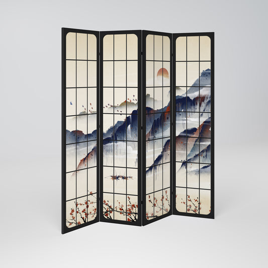 JAPANESE LANDSCAPE Rumsavdelare 4 paneler