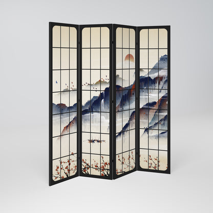 JAPANESE LANDSCAPE Rumsavdelare 4 paneler