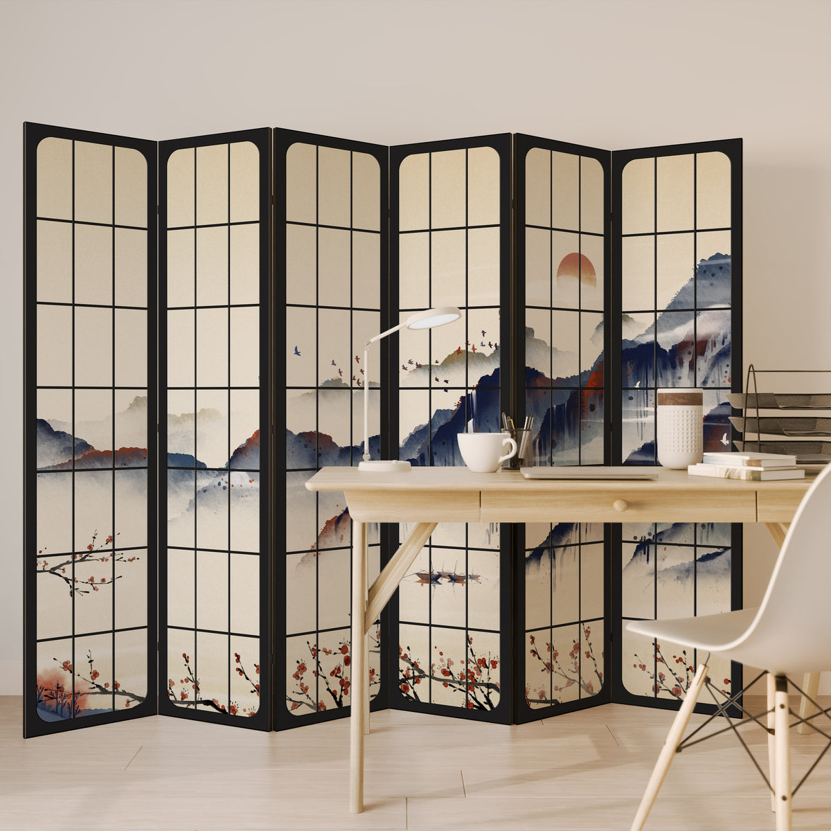 JAPANESE LANDSCAPE Rumsavdelare 6 paneler