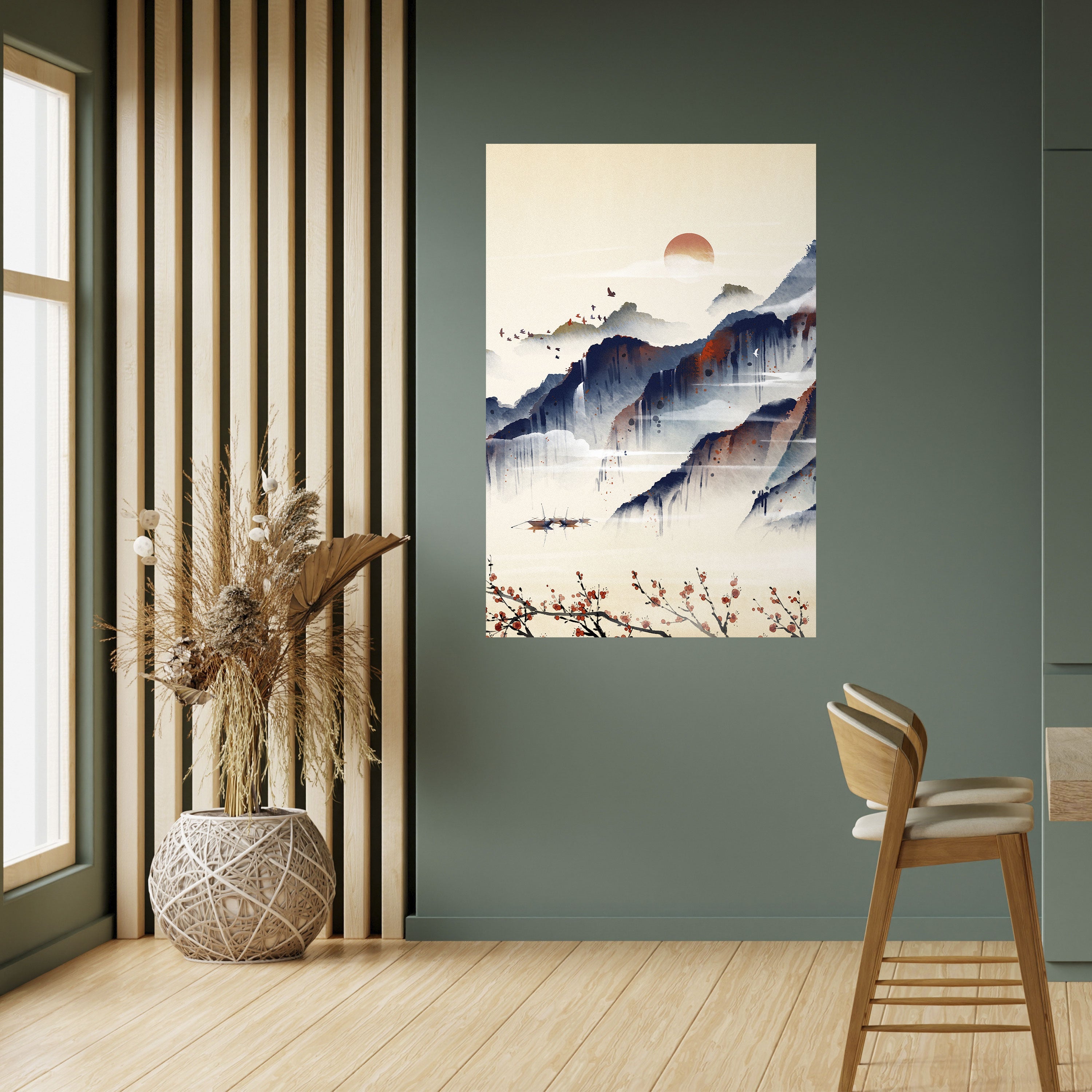 JAPANSKT LANDSKAP, vertikal poster med självhäftande motiv
