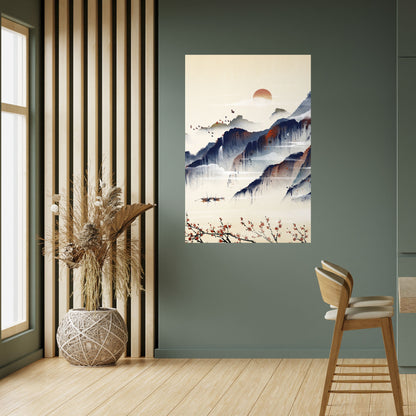 JAPANSKT LANDSKAP, vertikal poster med självhäftande motiv