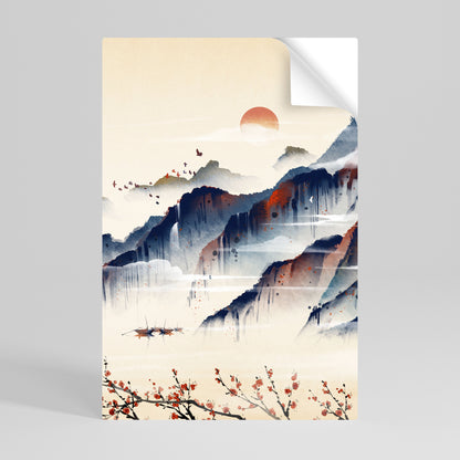 JAPANSKT LANDSKAP, vertikal poster med självhäftande motiv