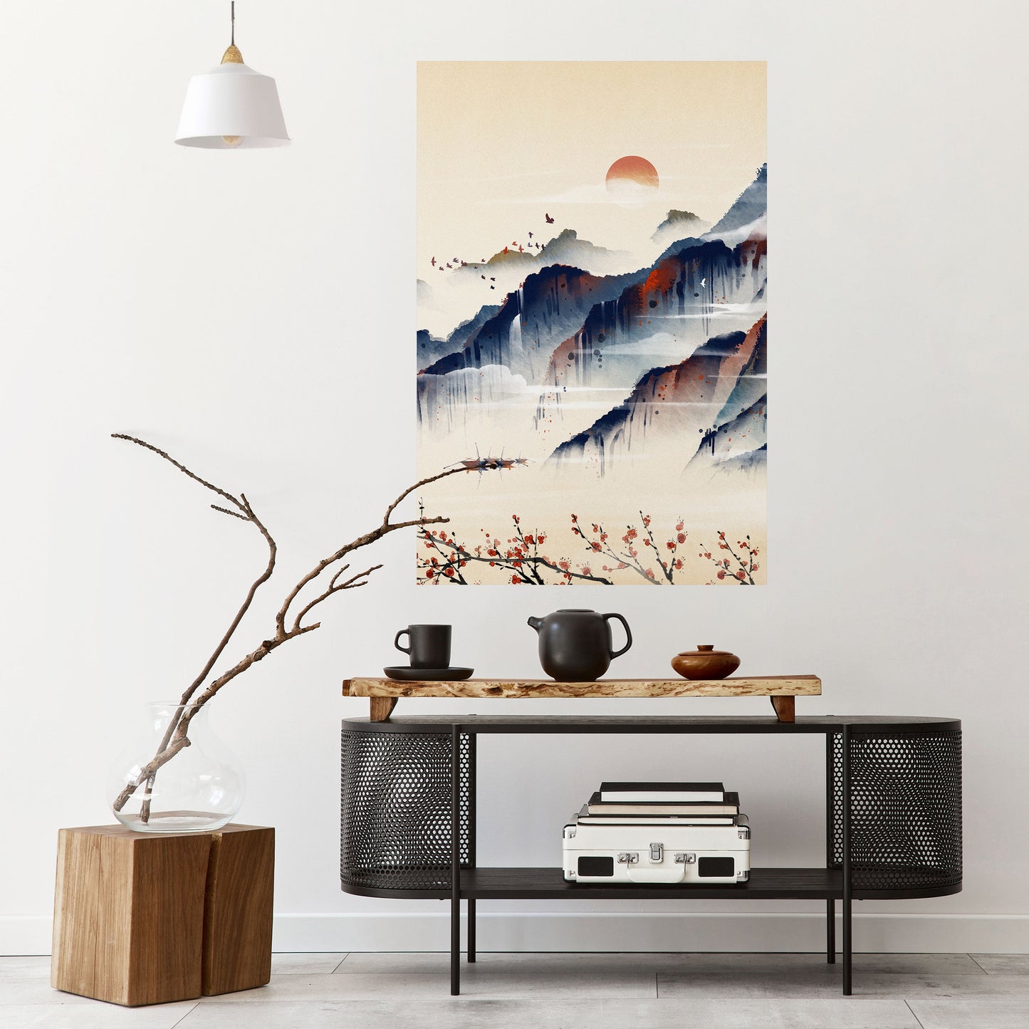 JAPANSKT LANDSKAP, vertikal poster med självhäftande motiv