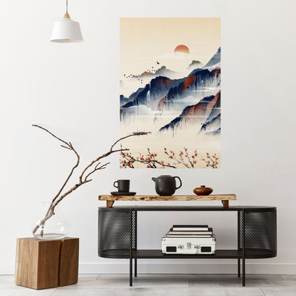 JAPANSKT LANDSKAP, vertikal poster med självhäftande motiv