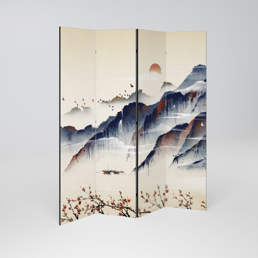 ORIENTAL LANDSCAPE Decorative 4-Panel Room Divider