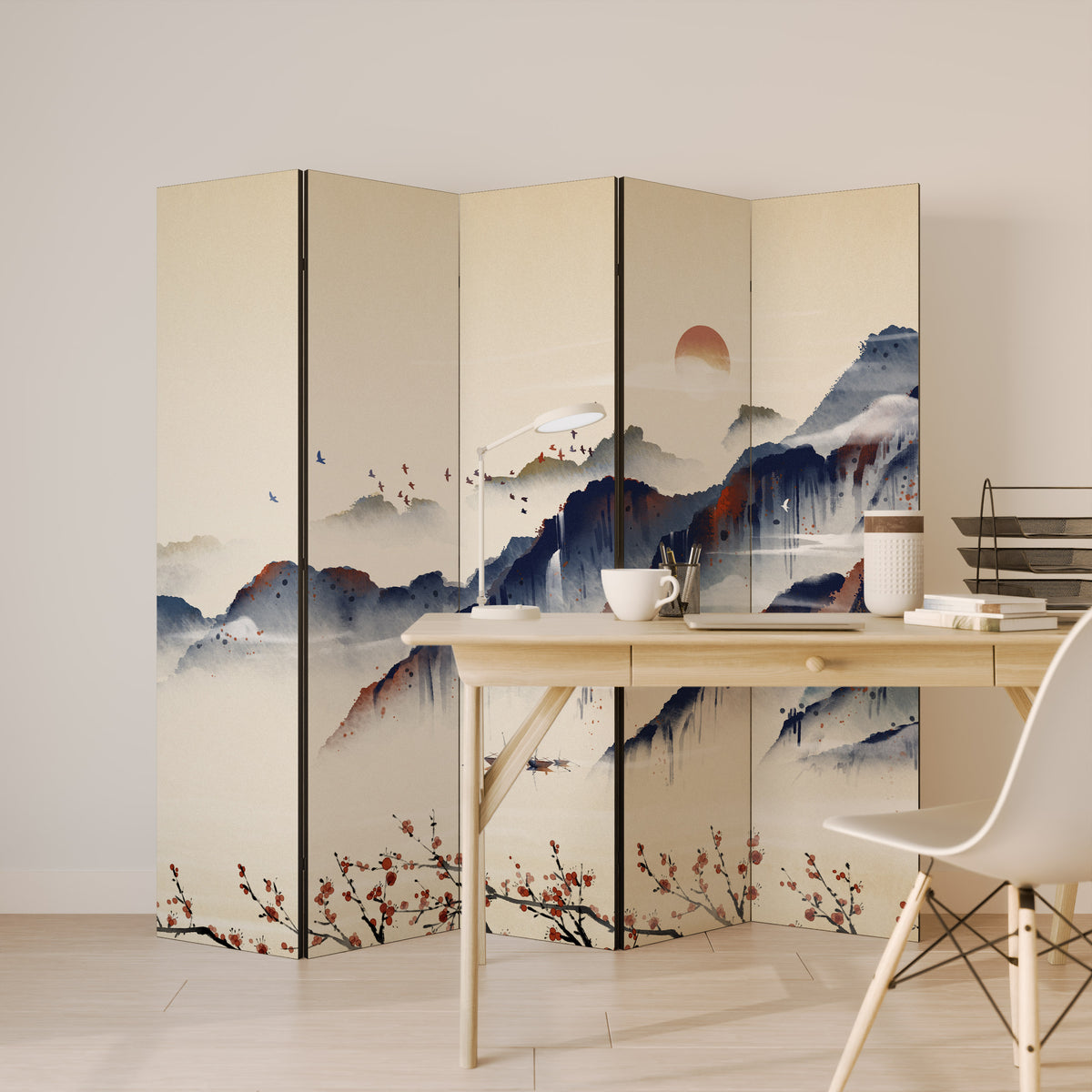 ORIENTAL LANDSCAPE Dekorativ rumsavdelare – 5 paneler