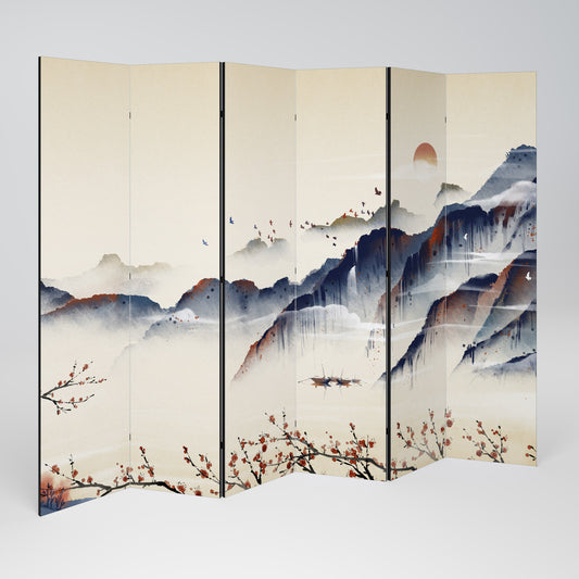 ORIENTAL LANDSCAPE Decorative 6-Panel Room Divider
