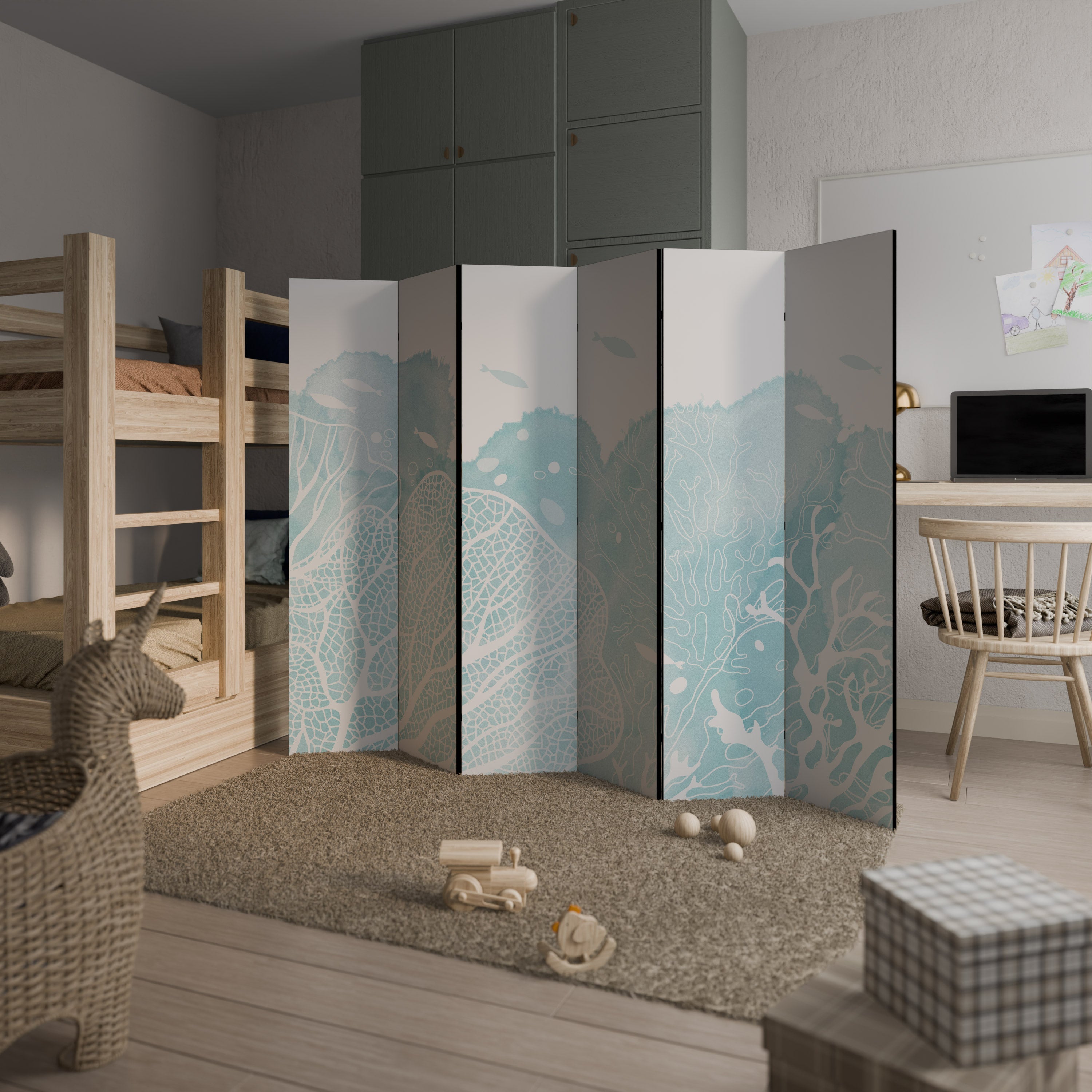 UNDERWATER PLEASURES Dekorativ rumsavdelare med 6 paneler