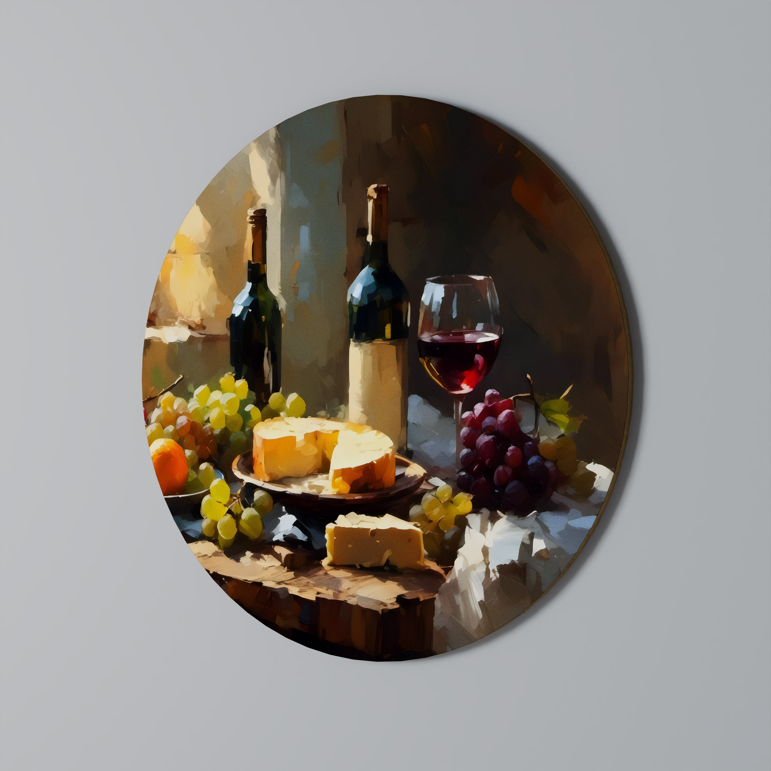 Rund väggkonst med lyxig vintagevingård