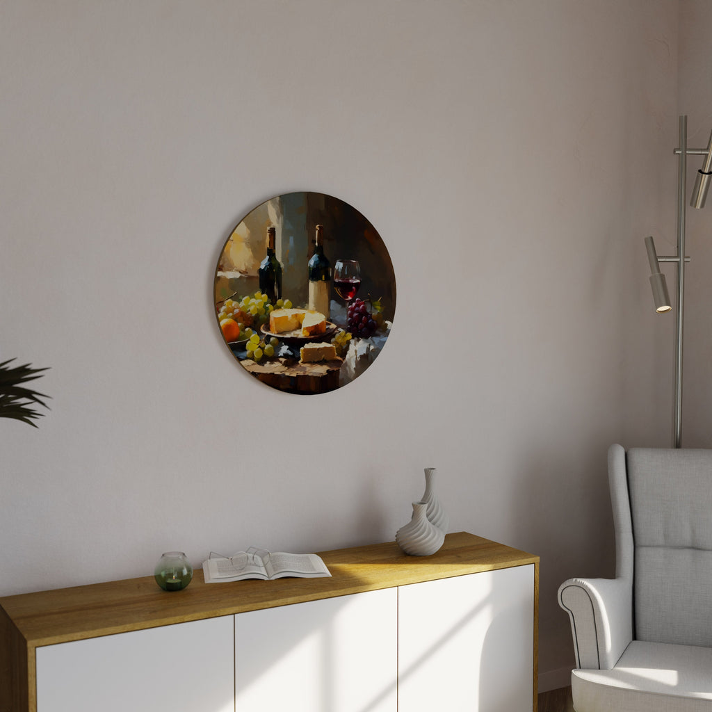 Rund väggkonst med lyxig vintagevingård