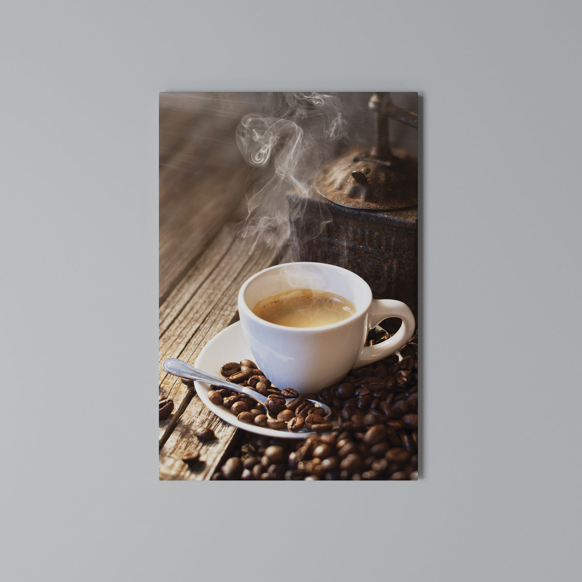 STEAMING BREWED DELIGHT Vertical Canvas Print