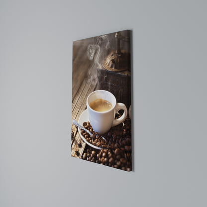 STEAMING BREWED DELIGHT Vertical Canvas Print