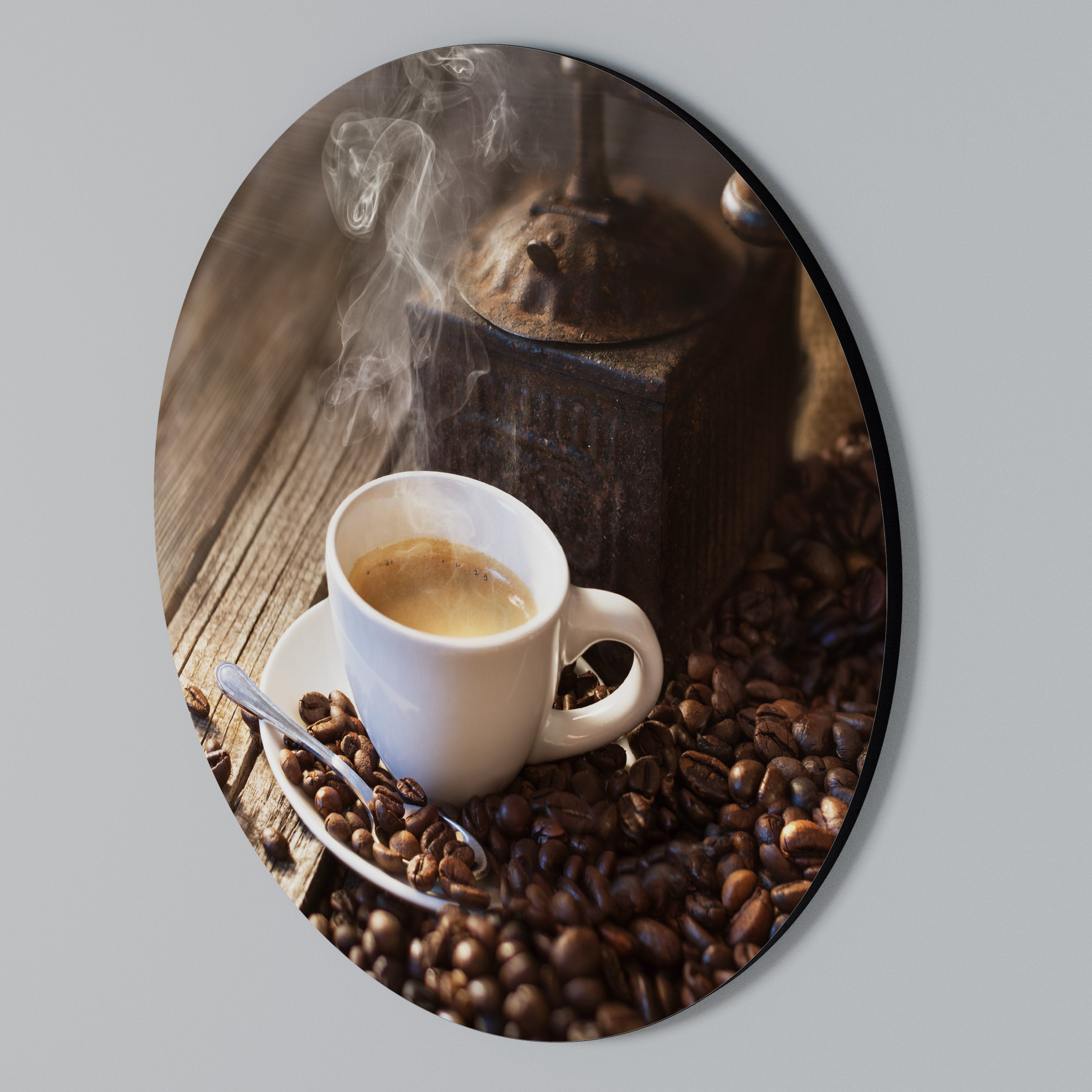 STEAMING BREWED DELIGHT Round Wall Art