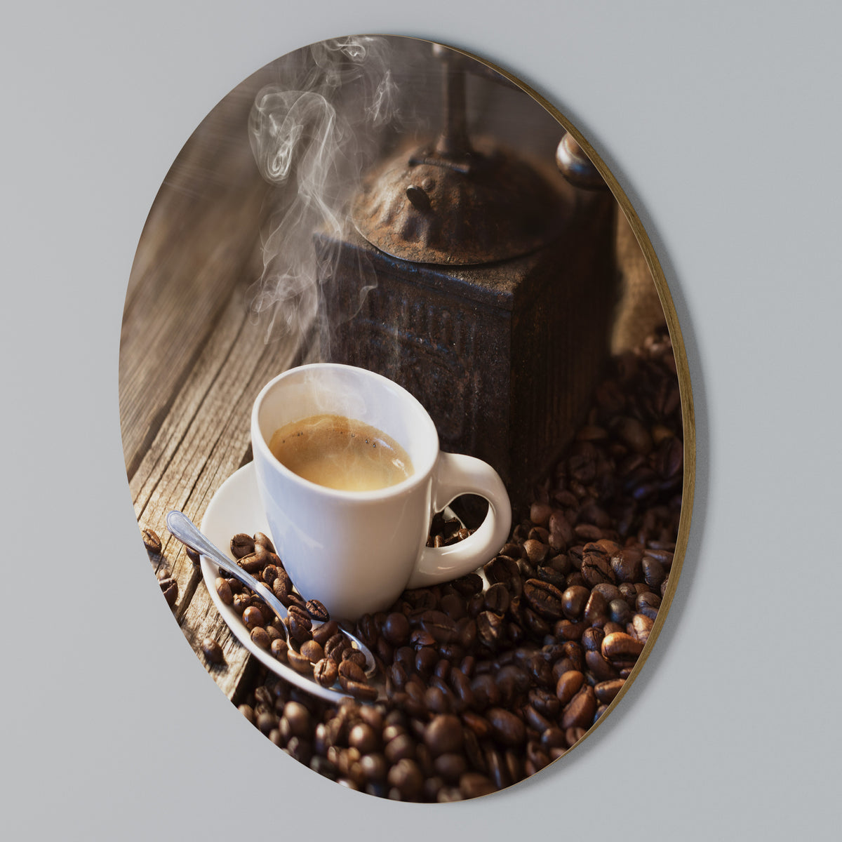 STEAMING BREWED DELIGHT Rund väggdekor