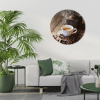 STEAMING BREWED DELIGHT Round Wall Art