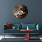 STEAMING BREWED DELIGHT Round Wall Art