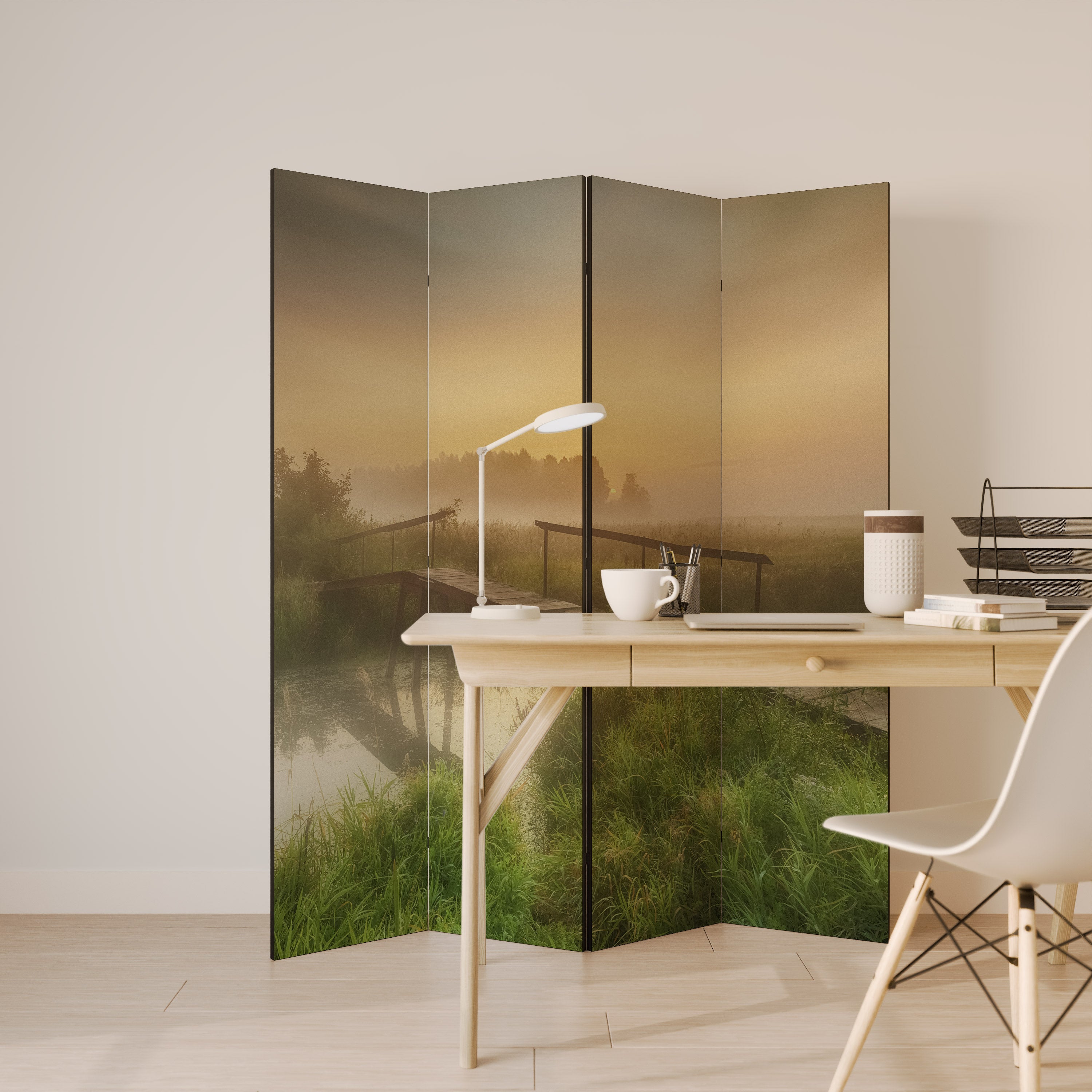 DREAMY HAZE Dekorativ rumsavdelare med 4 paneler
