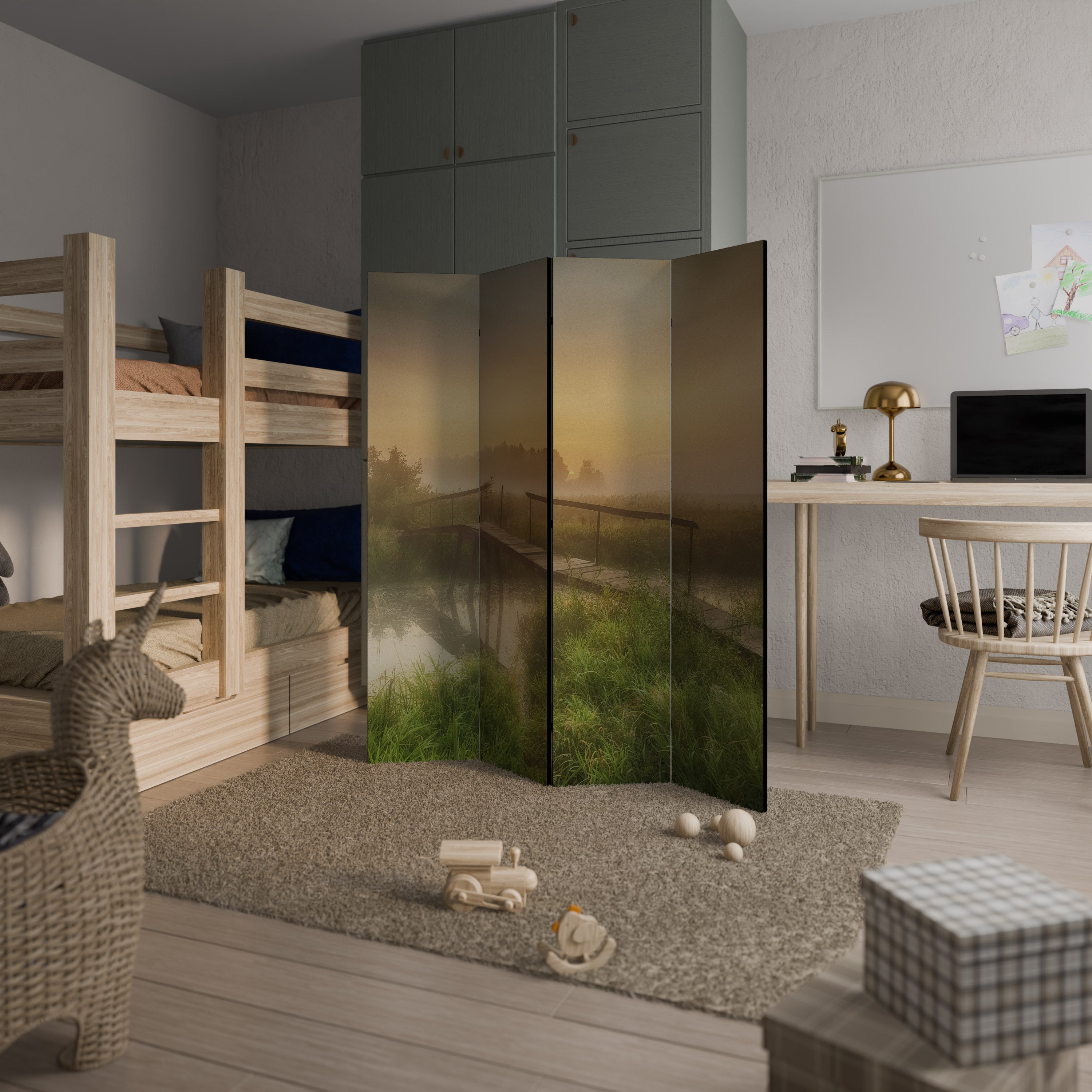 DREAMY HAZE Dekorativ rumsavdelare med 4 paneler