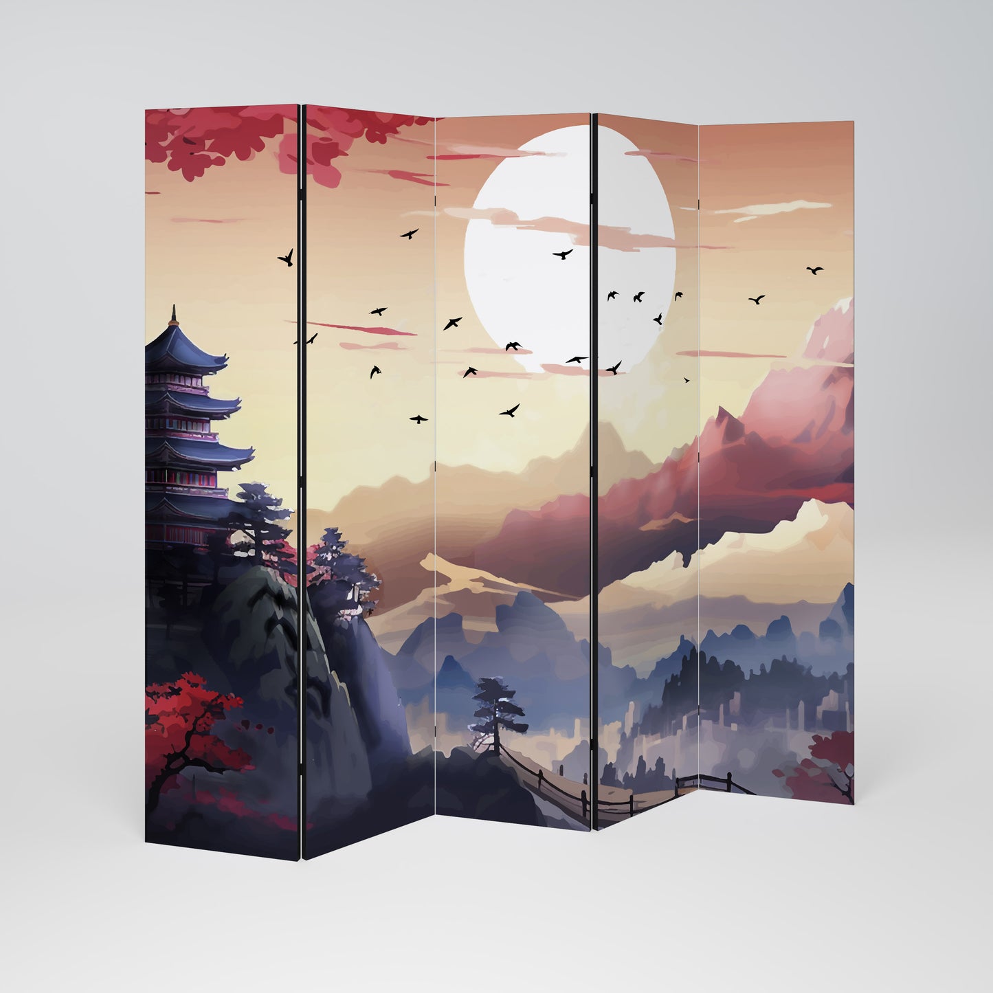 JAPANESE AURA Dekorativ rumsavdelare – 5 paneler