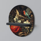 BOTANISK FÅGELSÅNG Oval konsthylla i svart finish