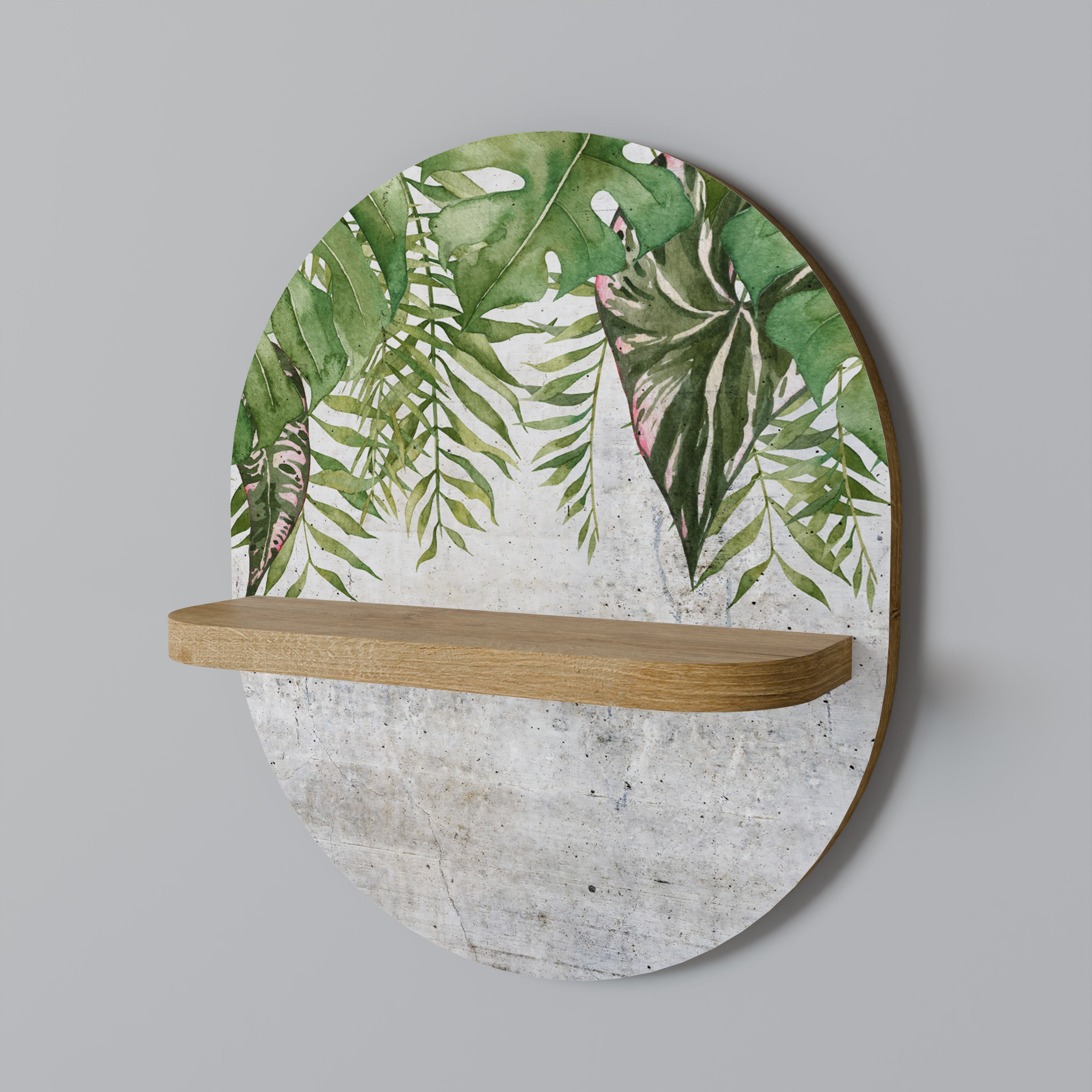URBAN TROPICS Oval konsthylla i ekeffekt