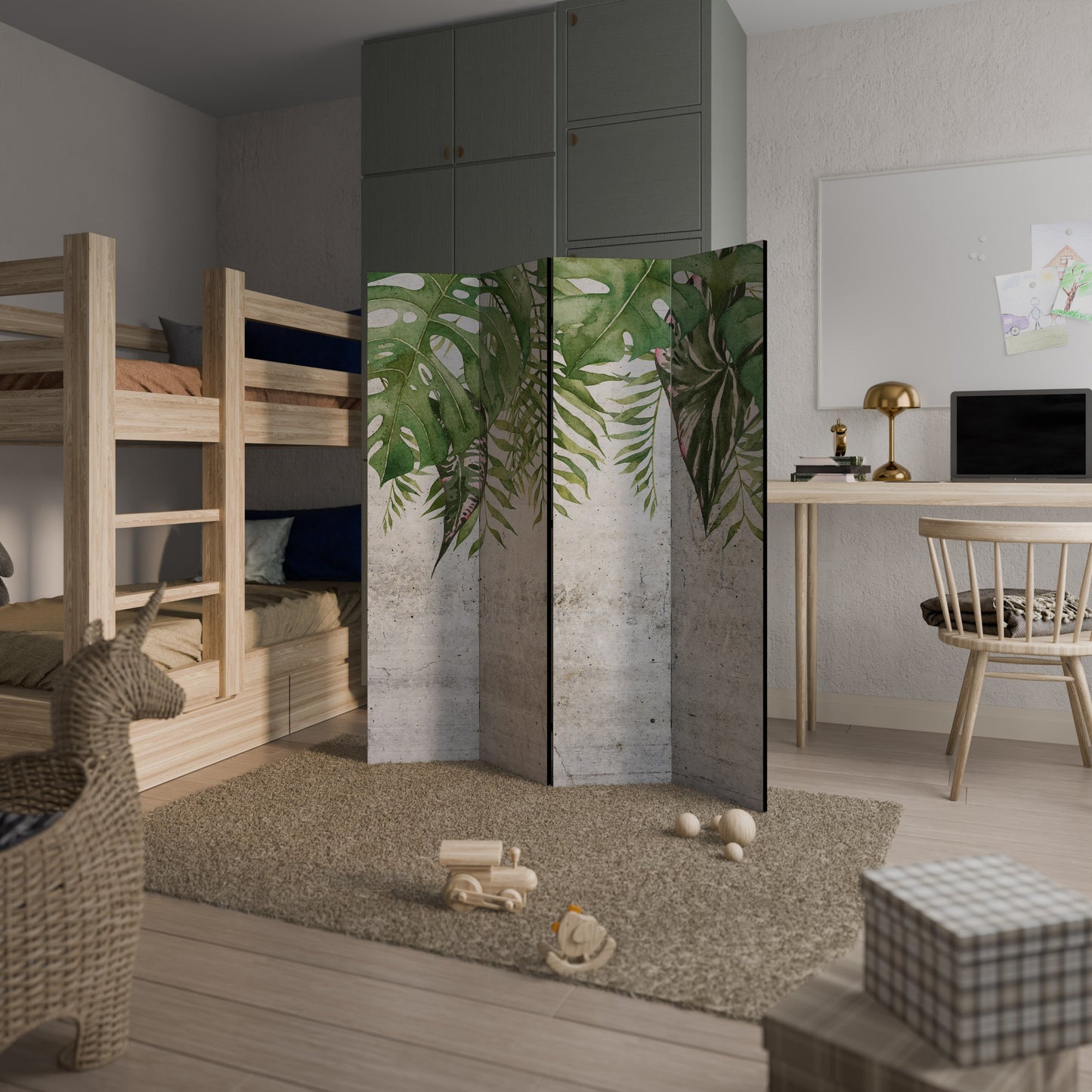 URBAN TROPICS Dekorativ rumsavdelare med 4 paneler
