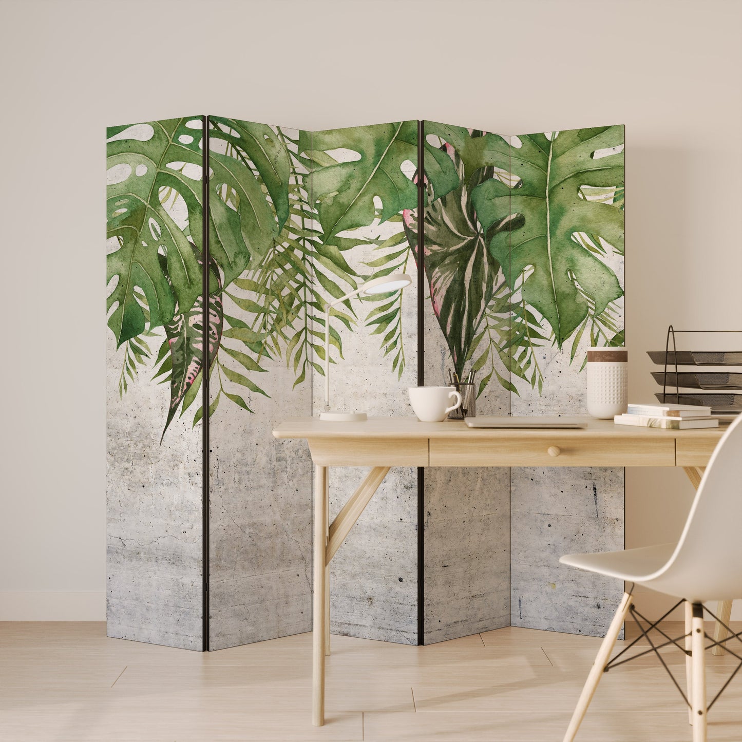 URBAN TROPICS Dekorativ rumsavdelare med 5 paneler
