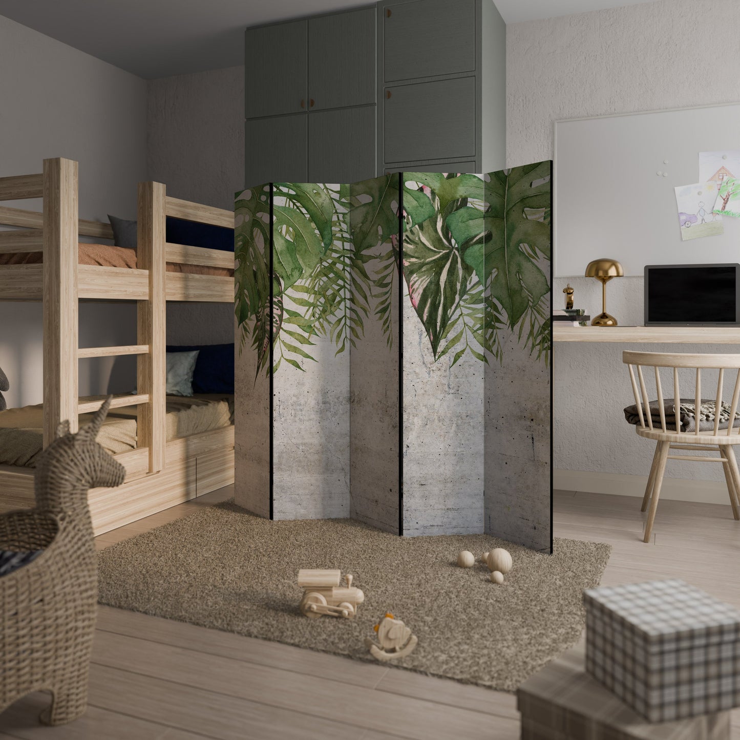 URBAN TROPICS Dekorativ rumsavdelare med 5 paneler
