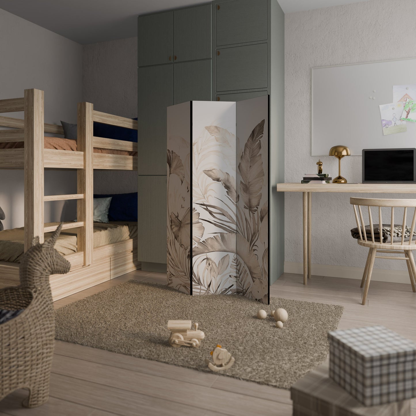 Dekorativ rumsavdelare med 3 paneler WILD TENDERNESS