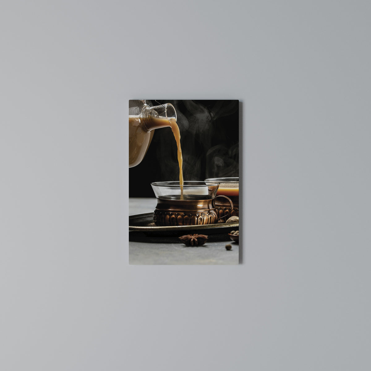 STEAMING SIPS OF SERENITY Vertical Canvas Print