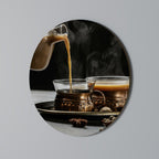 STEAMING SIPS OF SERENITY Round Wall Art