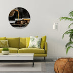 STEAMING SIPS OF SERENITY Round Wall Art