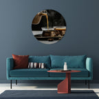 STEAMING SIPS OF SERENITY Round Wall Art