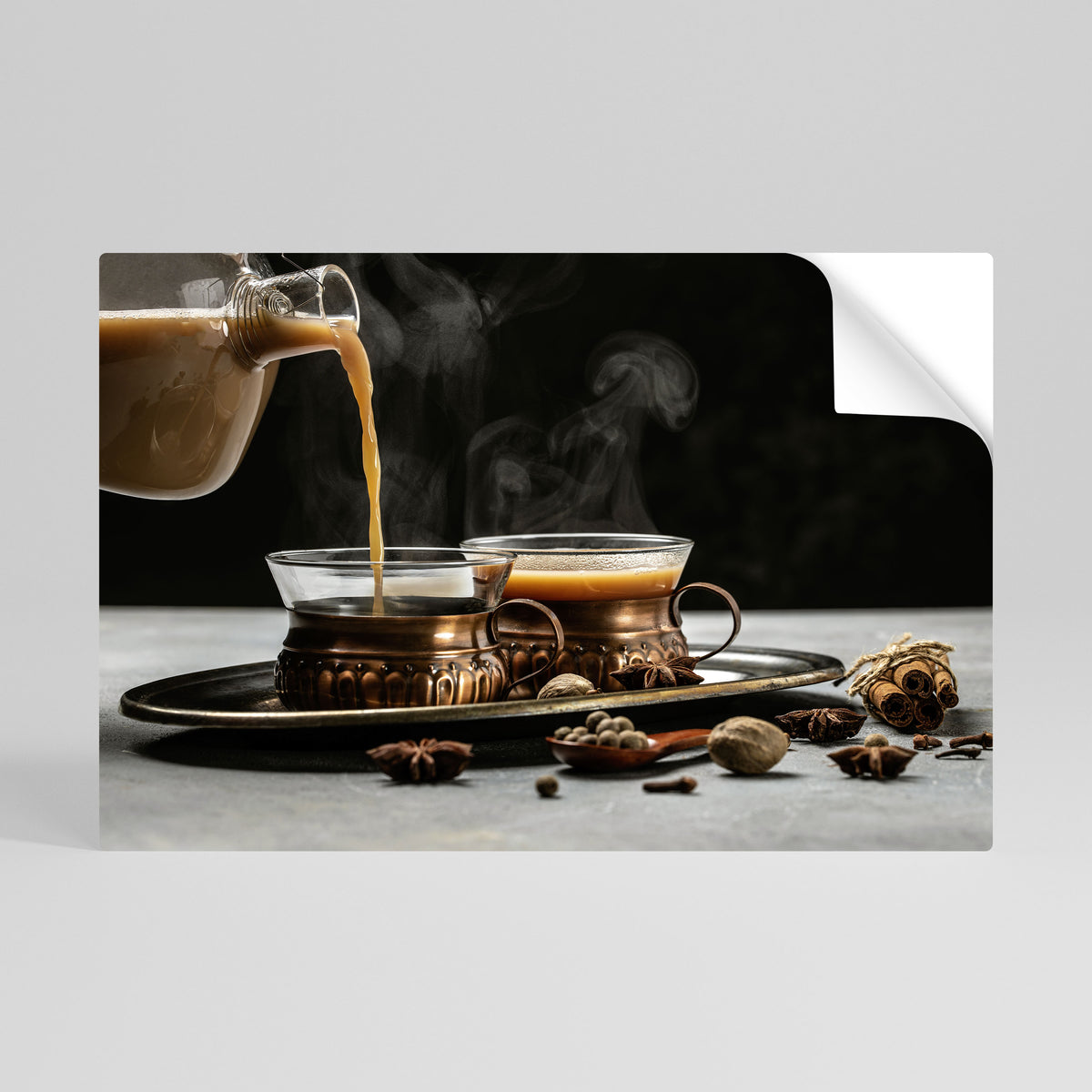 STEAMING SIPS OF SERENITY Självhäftande Horisontell Poster