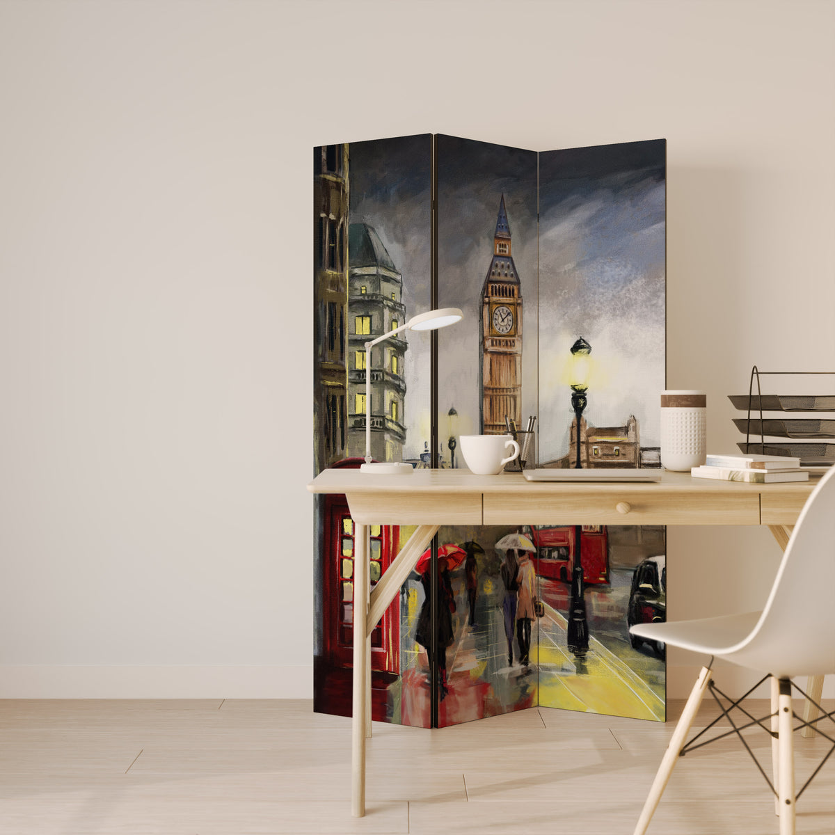 LONDON'S TIMELESS VIBES Dekorativ rumsavdelare – 3 paneler