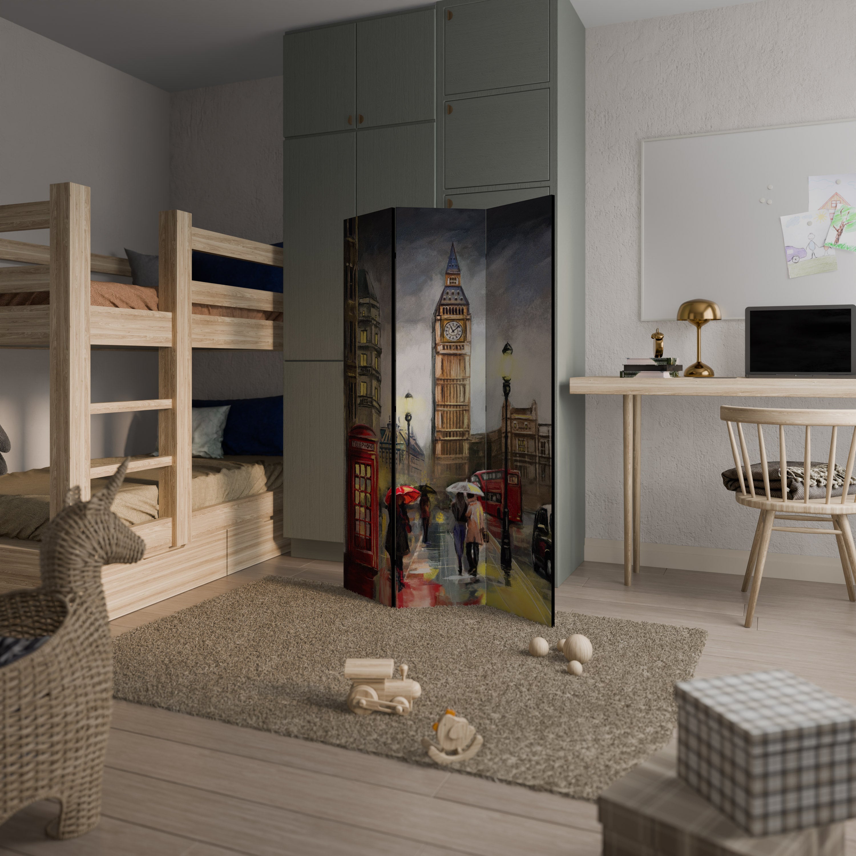 LONDON'S TIMELESS VIBES Dekorativ rumsavdelare – 3 paneler