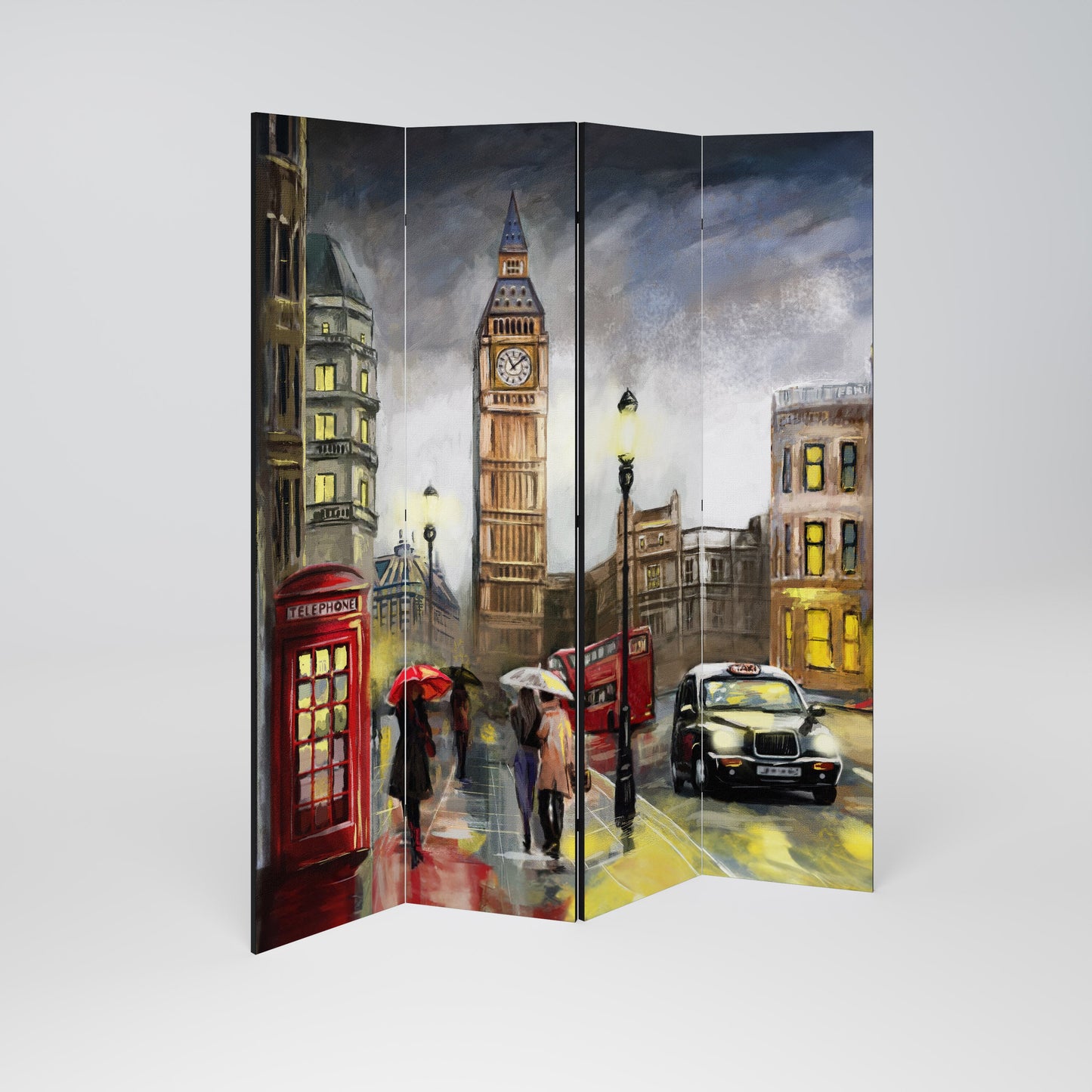 LONDON'S TIMELESS VIBES Decorative 4-Panel Room Divider