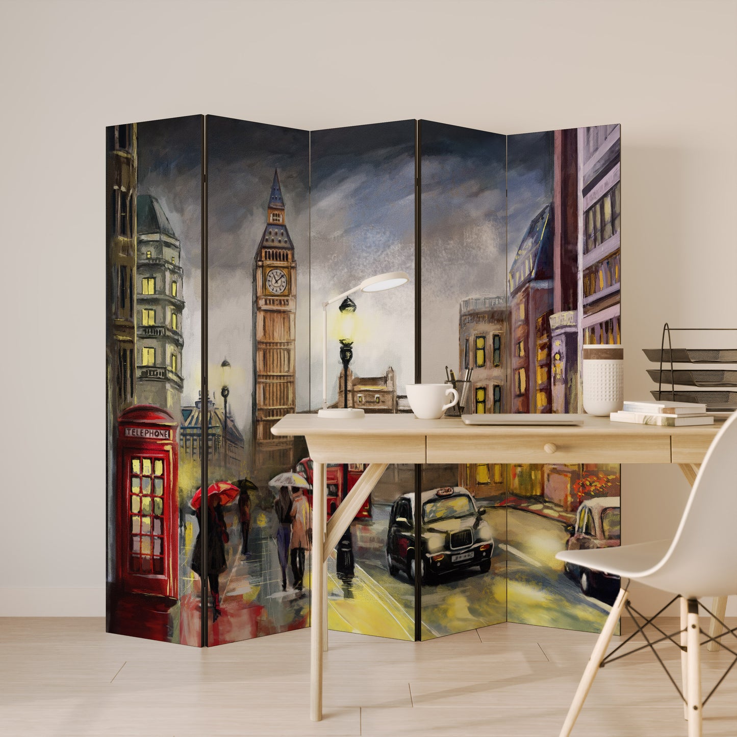 LONDON'S TIMELESS VIBES Dekorativ rumsavdelare – 5 paneler