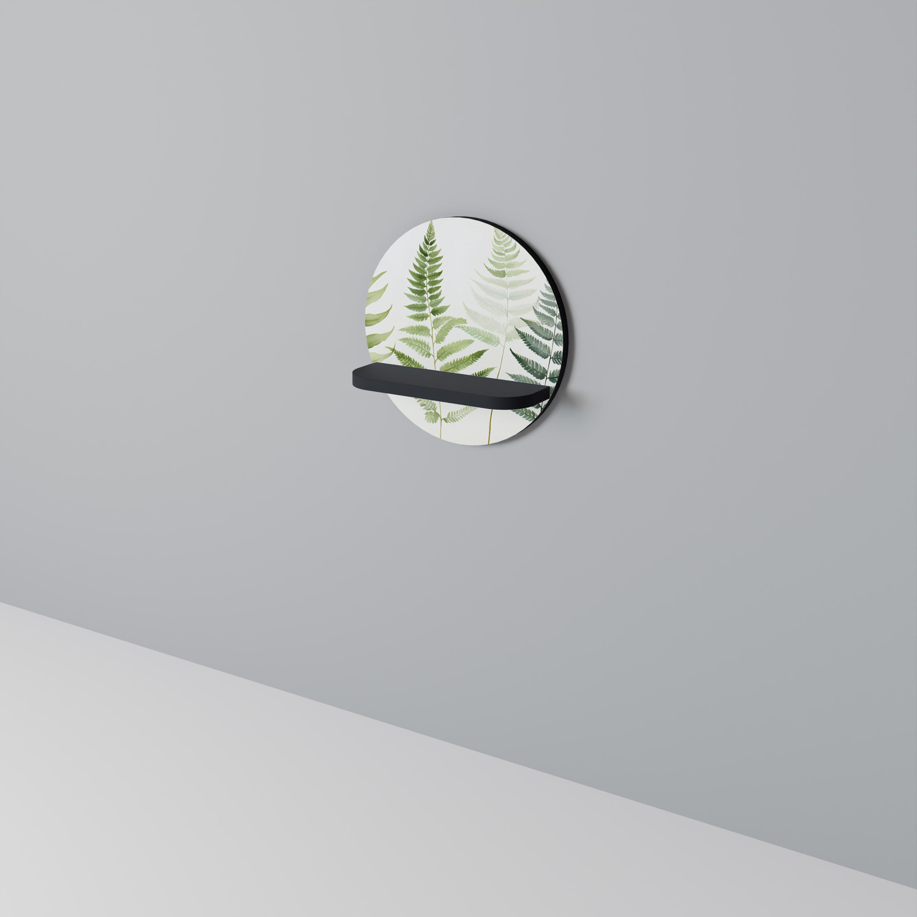 FERN MAJESTY Rund konsthylla i svart finish