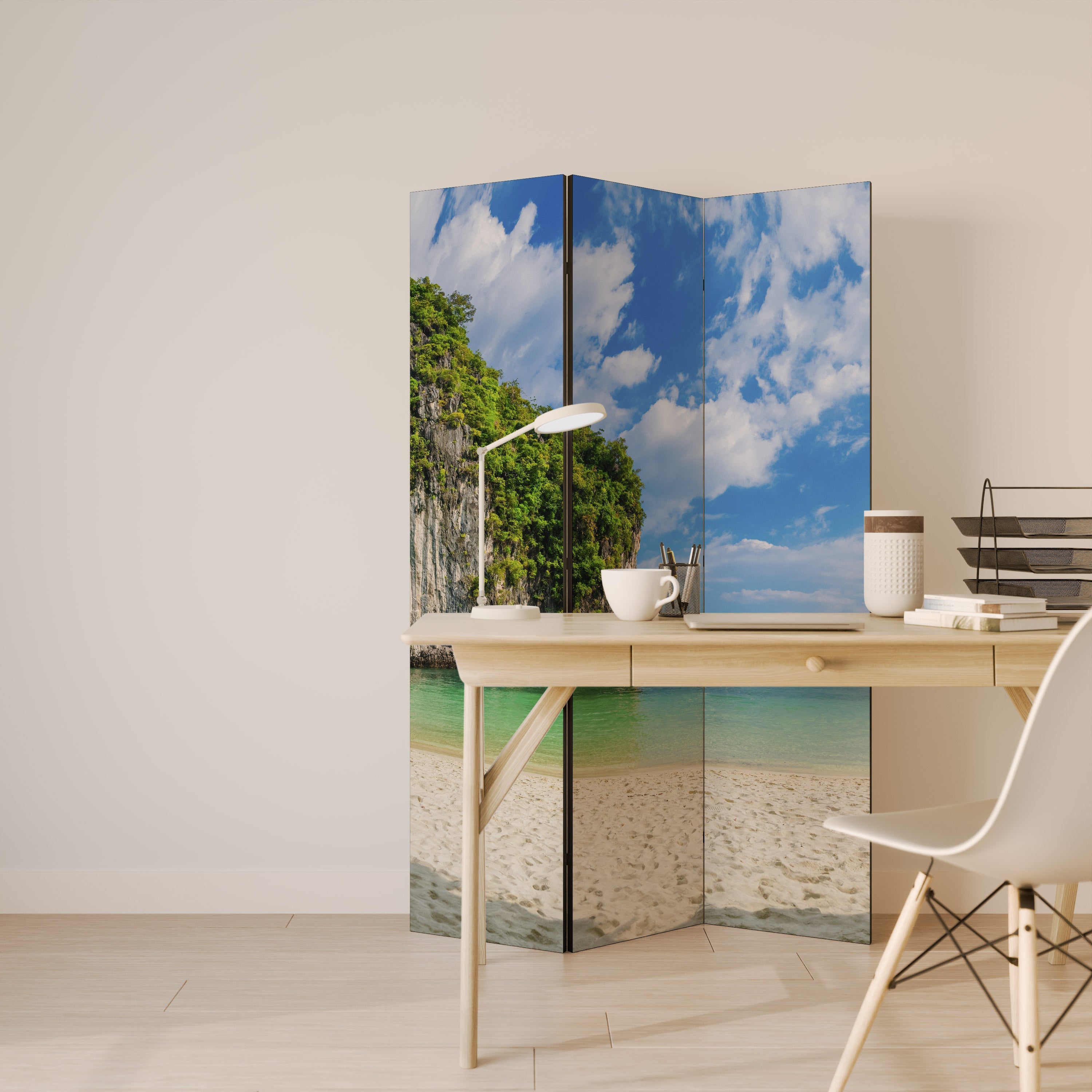 SUN-KISSED HAVEN Dekorativ rumsavdelare med 3 paneler