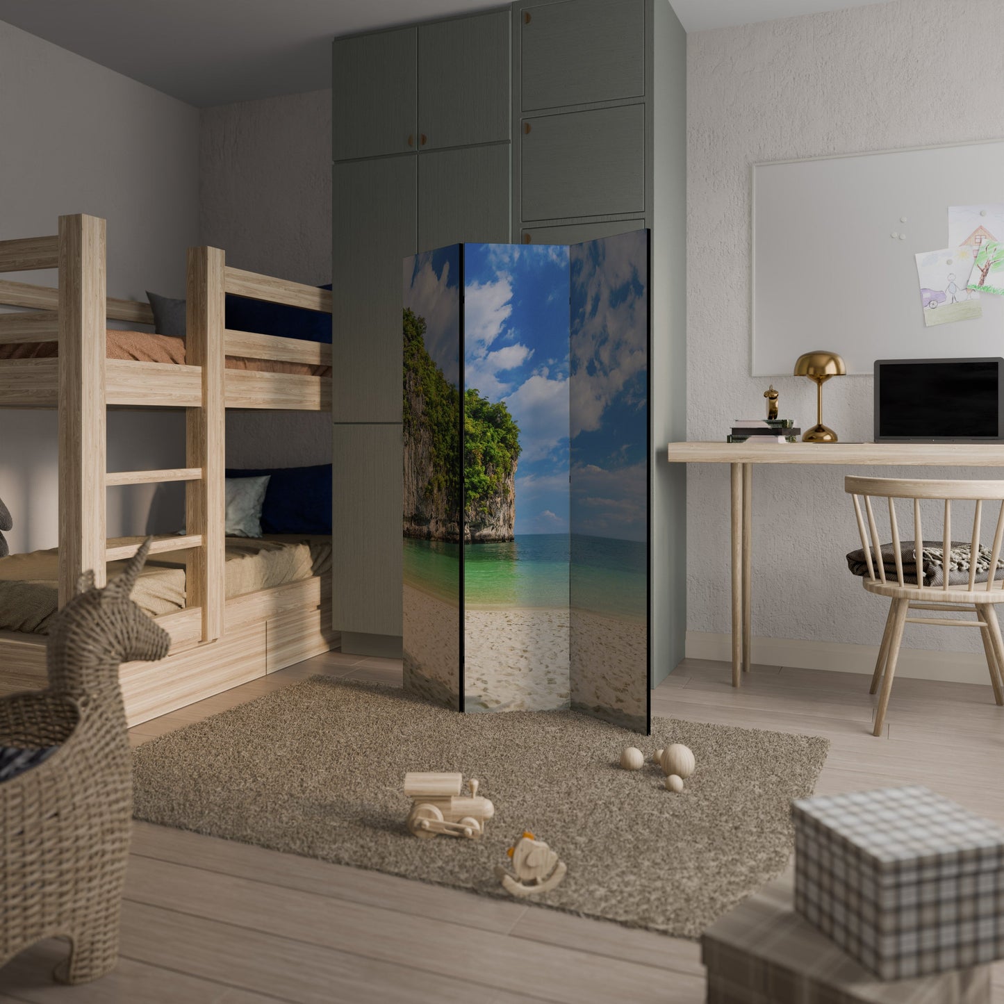 SUN-KISSED HAVEN Dekorativ rumsavdelare med 3 paneler