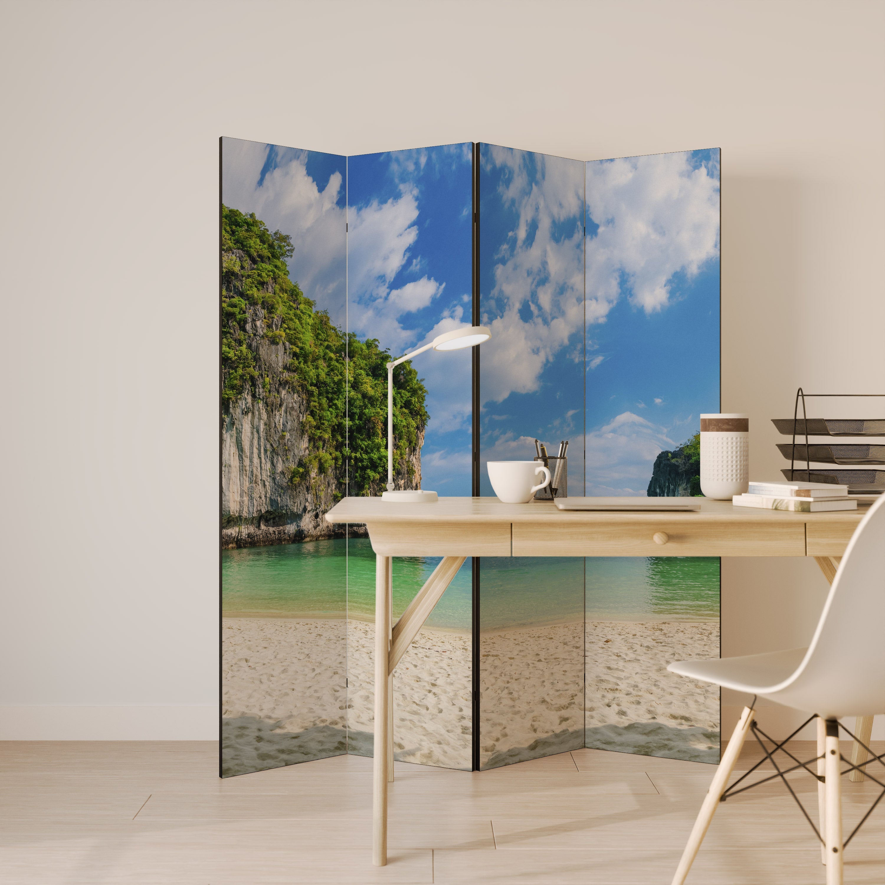 SUN-KISSED HAVEN Dekorativ rumsavdelare med 4 paneler