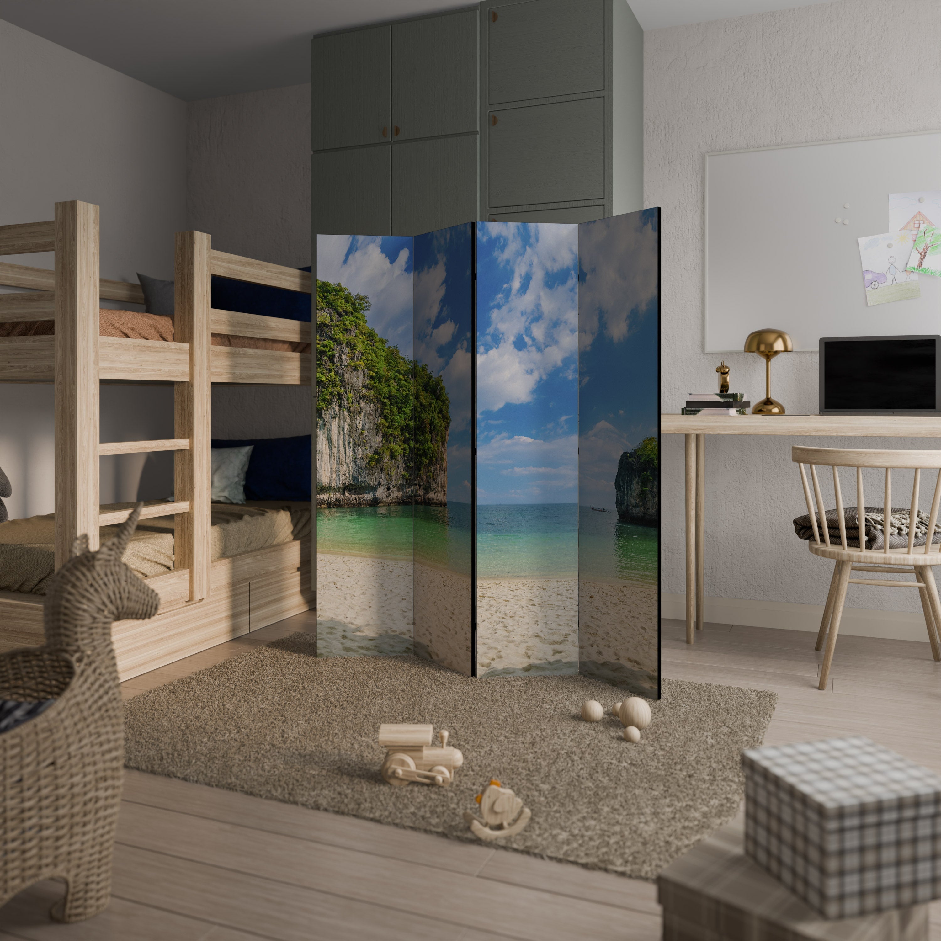 SUN-KISSED HAVEN Dekorativ rumsavdelare med 4 paneler