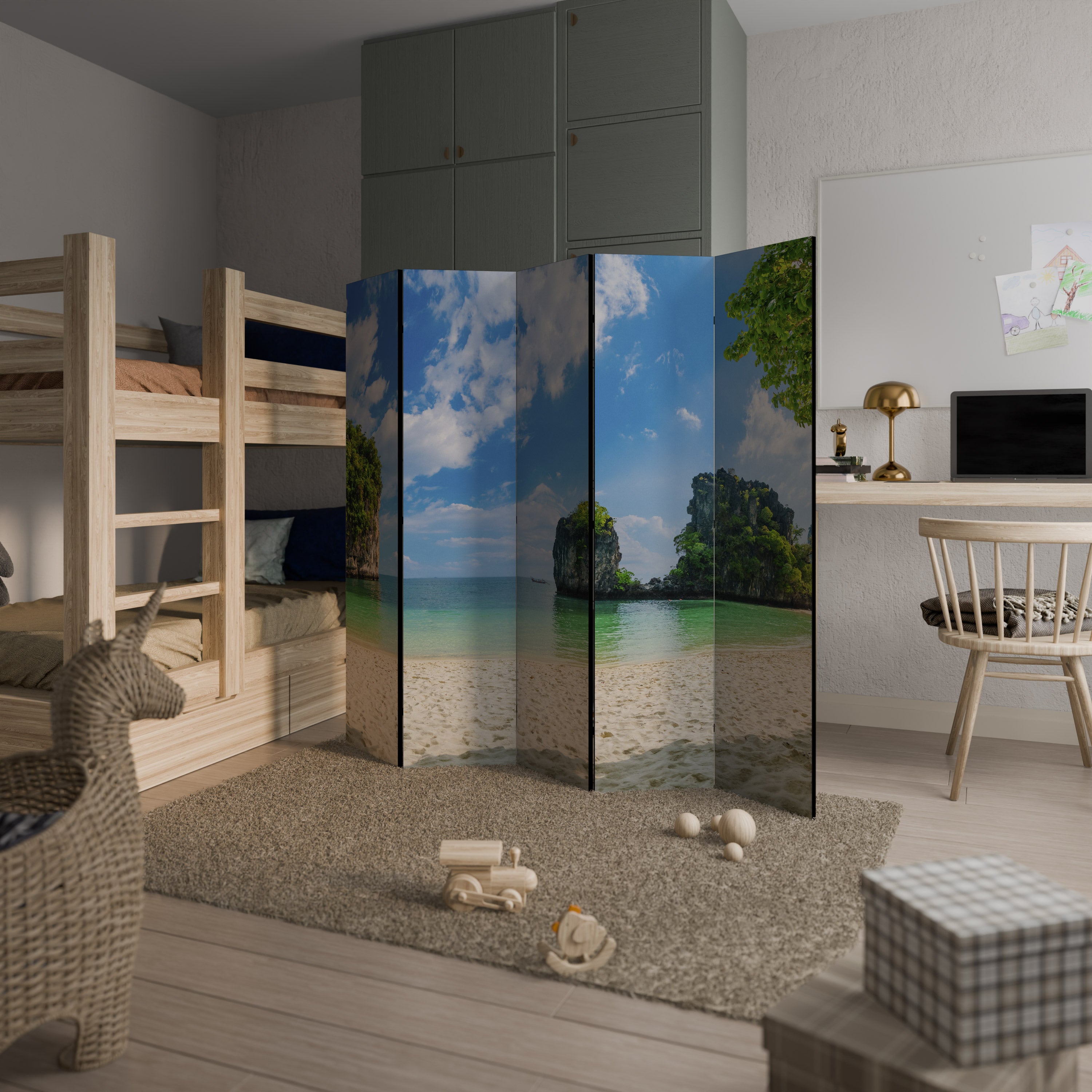 SUN-KISSED HAVEN Dekorativ rumsavdelare med 5 paneler