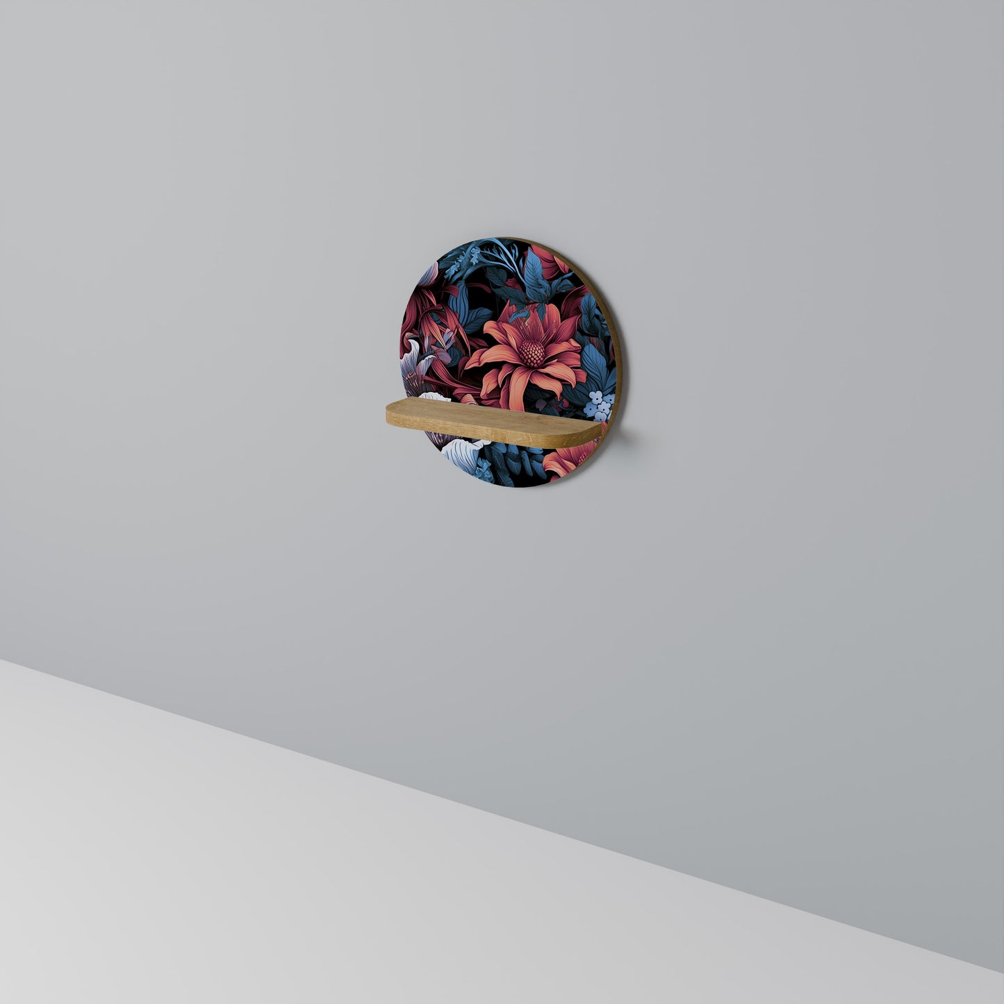 FLOURISH FANTASY Round Art Shelf In Oak Effect
